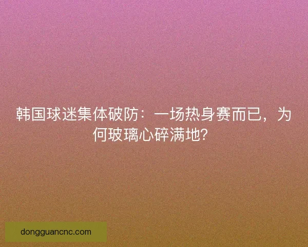 韩国球迷集体破防：一场热身赛而已，为何玻璃心碎满地？