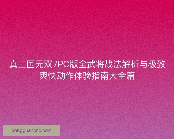 真三国无双7PC版全武将战法解析与极致爽快动作体验指南大全篇