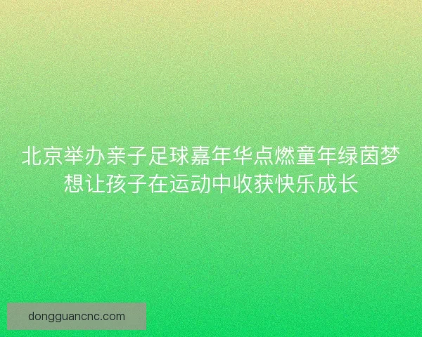 北京举办亲子足球嘉年华点燃童年绿茵梦想让孩子在运动中收获快乐成长
